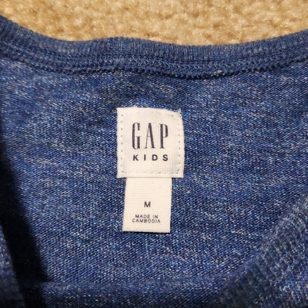 GAP Kids Girl's Short Sleeve Blue Cotton Dress, Medium 8-9 - Picture 3 of 6